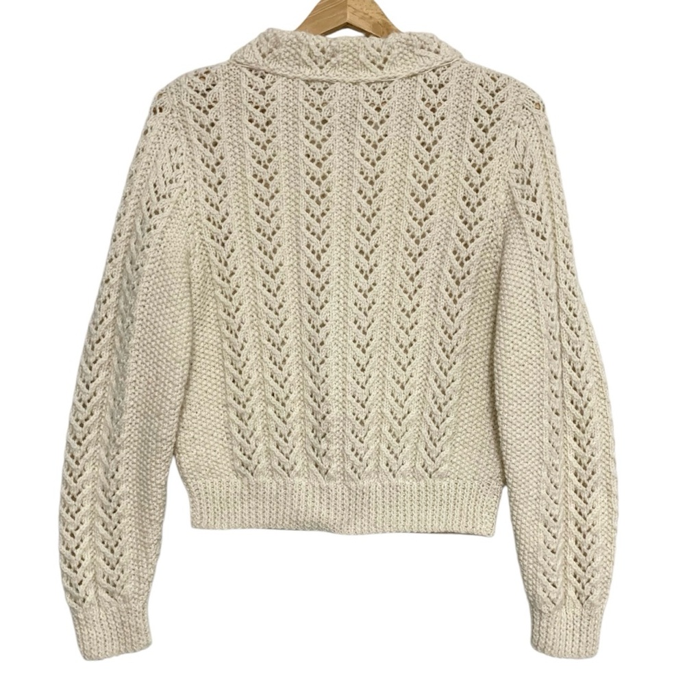 Hand Crochet Collared Button Front Cardigan - Picture 8 of 13